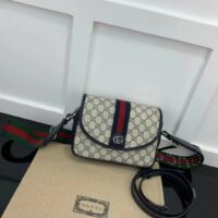 Gucci Unisex Ophidia Mini GG Shoulder Bag Blue GG Supreme Canvas Double G (7)