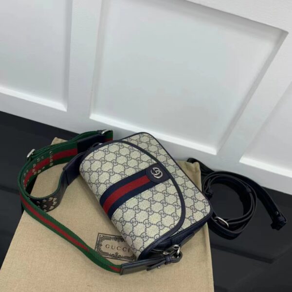 Gucci Unisex Ophidia Mini GG Shoulder Bag Blue GG Supreme Canvas Double G (4)