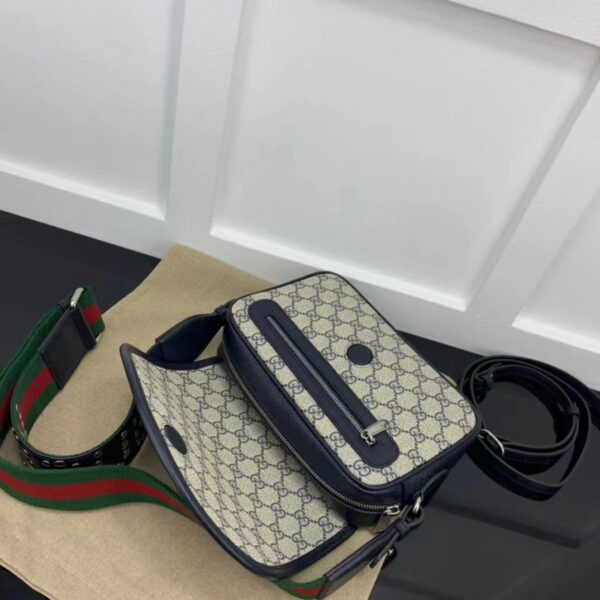 Gucci Unisex Ophidia Mini GG Shoulder Bag Blue GG Supreme Canvas Double G (5)