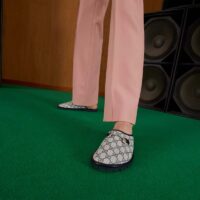 Gucci Unisex Slipper Blue Beige GG Supreme Canvas Rubber Sole Low 1 Cm Heel (5)