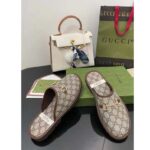 Gucci Unisex Slipper Horsebit GG Supreme Canvas Rubber Sole Flat 1 Cm Heel - Imagen 8