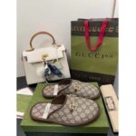 Gucci Unisex Slipper Horsebit GG Supreme Canvas Rubber Sole Flat 1 Cm Heel - Imagen 2