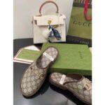 Gucci Unisex Slipper Horsebit GG Supreme Canvas Rubber Sole Flat 1 Cm Heel - Imagen 9