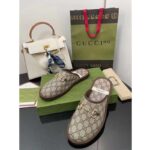 Gucci Unisex Slipper Horsebit GG Supreme Canvas Rubber Sole Flat 1 Cm Heel - Imagen 7