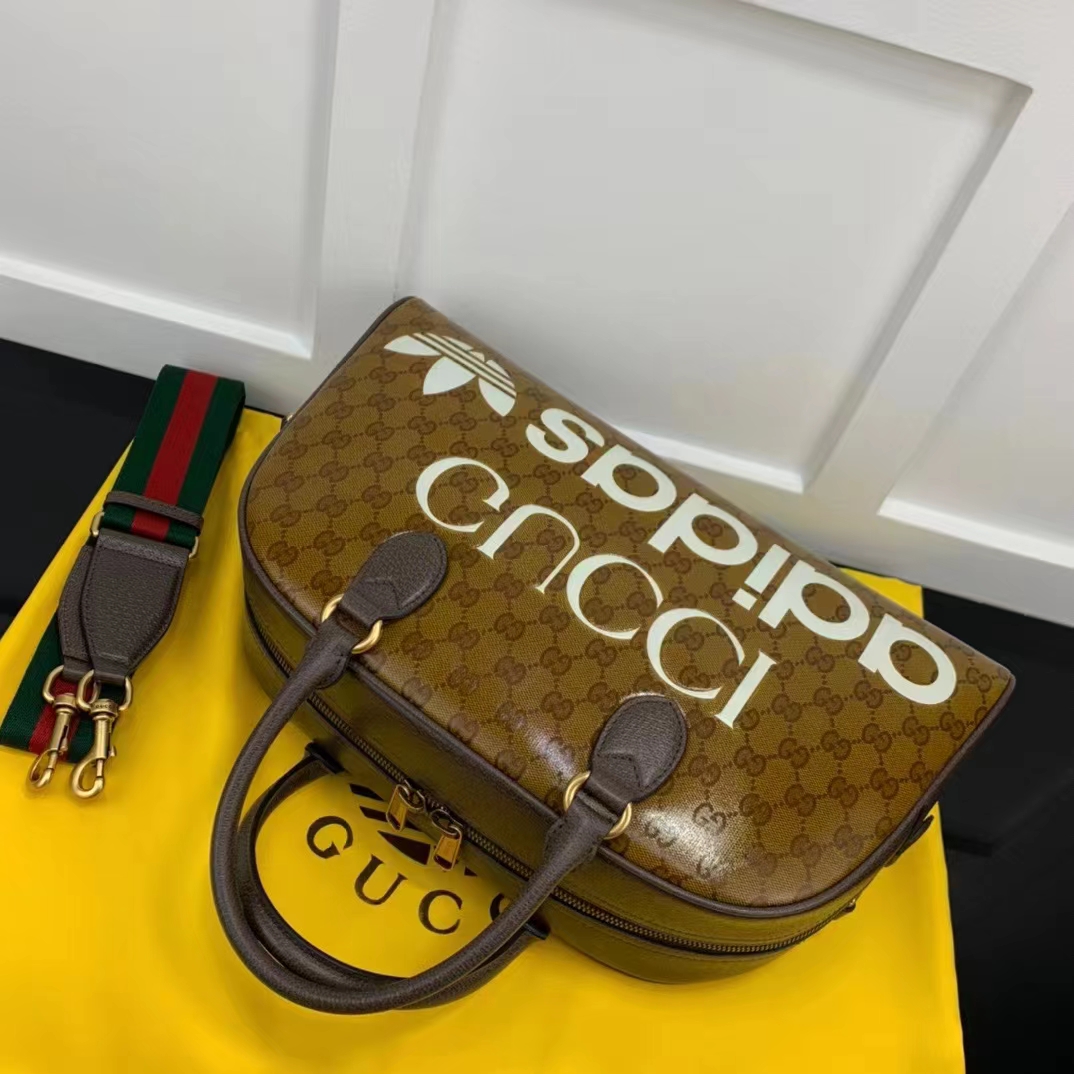 Gucci x adidas Duffle Bag GG Coated Canvas Mini Brown 210000262