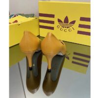 Gucci Women Adidas x Gucci Trefoil Pump Yellow Leather Blue Trefoil Print 9 Cm Heel (8)