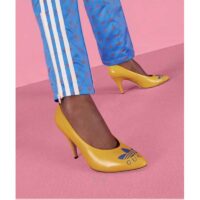 Gucci Women Adidas x Gucci Trefoil Pump Yellow Leather Blue Trefoil Print 9 Cm Heel (8)