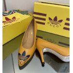 Gucci Women Adidas x Gucci Trefoil Pump Yellow Leather Blue Trefoil Print 9 Cm Heel – Image 10