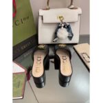 Gucci Women Double G Slide Sandal Black Chevron Matelassé Leather Mid-Heel - Image 6