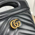 Gucci Women GG Marmont Top Handle Mini Bag Black Matelassé Chevron Leather - Image 8