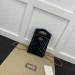 Gucci Women GG Marmont Top Handle Mini Bag Black Matelassé Chevron Leather - Image 6