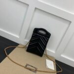Gucci Women GG Marmont Top Handle Mini Bag Black Matelassé Chevron Leather - Image 3