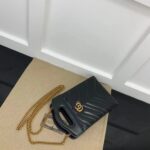 Gucci Women GG Marmont Top Handle Mini Bag Black Matelassé Chevron Leather - Image 5