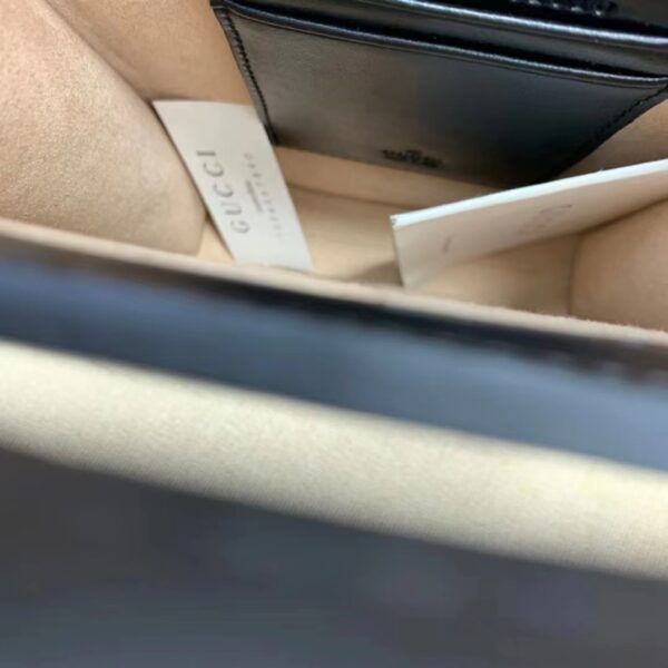Gucci Women GG Marmont Top Handle Mini Bag Black Matelassé Chevron Leather (4)