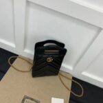 Gucci Women GG Marmont Top Handle Mini Bag Black Matelassé Chevron Leather - Image 7