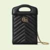 Gucci Women GG Marmont Top Handle Mini Bag Black Matelassé Chevron Leather