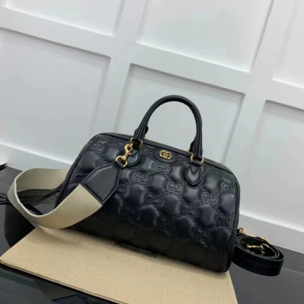 Gucci Women GG Matelassé Leather Medium Bag Black Double G Gold-Toned Hardware (4)