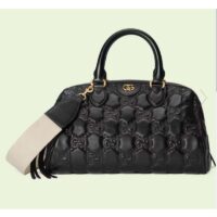 Gucci Women GG Matelassé Leather Medium Bag Black Double G Gold-Toned Hardware (8)