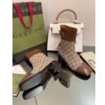 Gucci Women's GG Canvas Ankle Boot Beige Ebony Canvas Leather Low 4 Cm Heel - Image 6