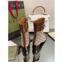 Gucci Women’s GG Canvas Ankle Boot Beige Ebony Canvas Leather Low 4 Cm Heel (3)