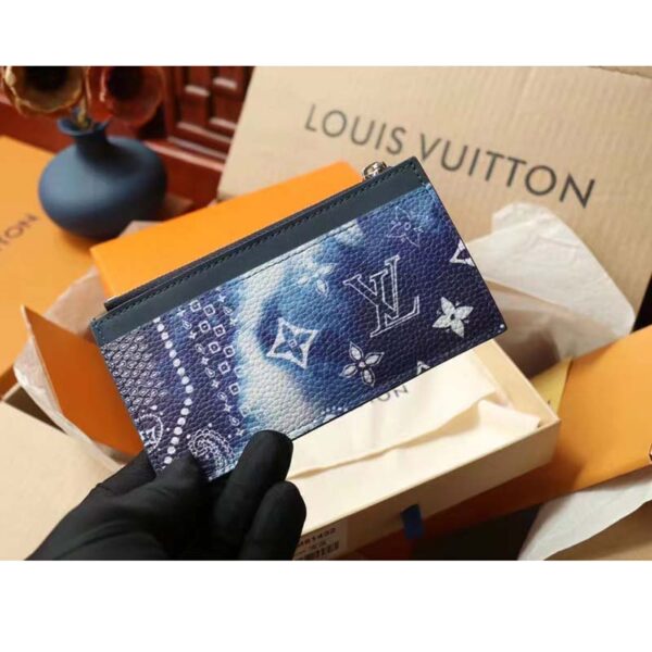 Louis Vuitton LV Unisex Coin Card Holder Blue Taurillon Cowhide Leather (5)
