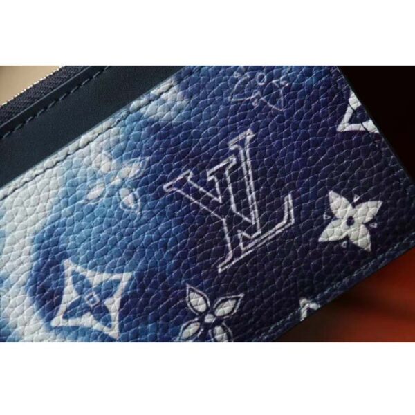 Louis Vuitton LV Unisex Coin Card Holder Blue Taurillon Cowhide Leather (9)