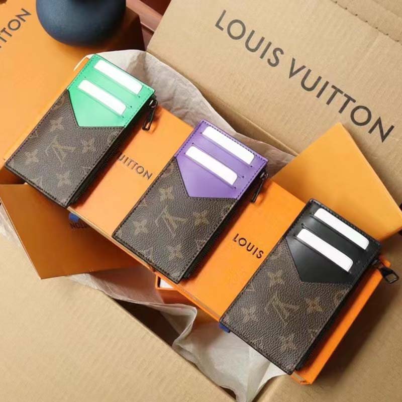 Louis Vuitton LV Unisex Coin Card Holder Monogram Macassar Coated Canvas  Green - LULUX