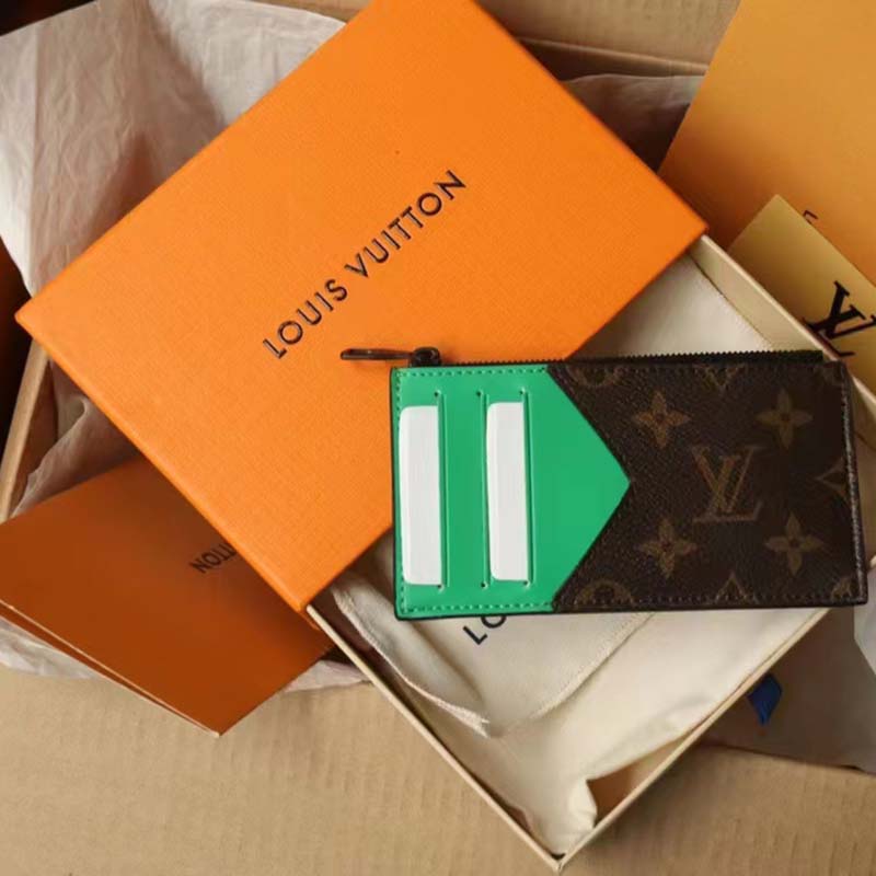 Louis Vuitton Coin Card Holder Monogram Macassar Minty Green in Coated  Canvas/Cowhide Leather with Black-tone - US