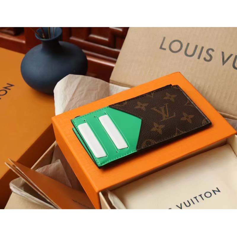 Louis Vuitton Monogram Macassar Monogram Unisex Leather Logo Card Holders, Brown