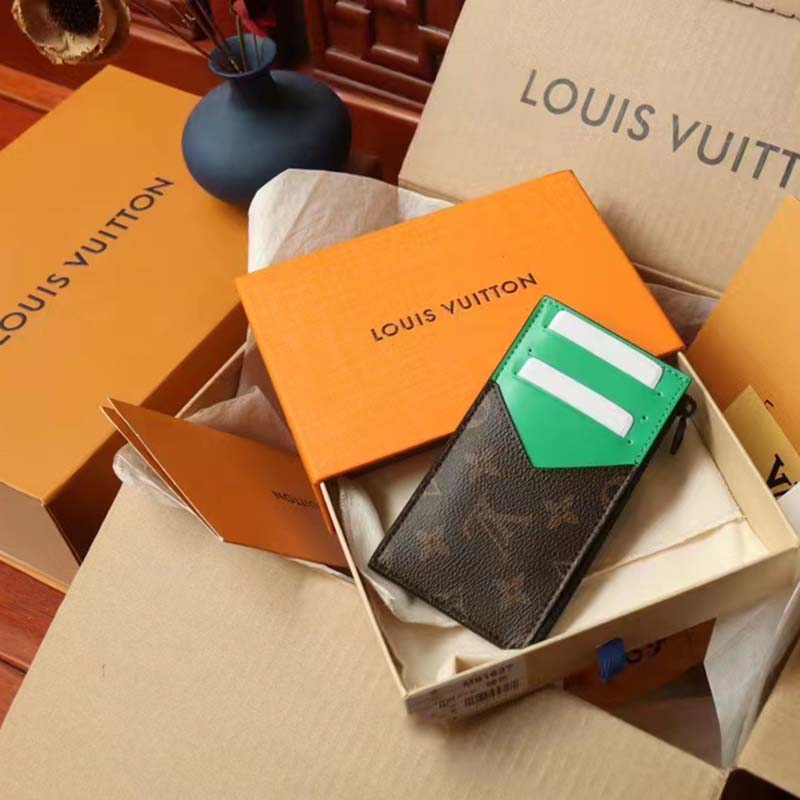 Louis Vuitton Coin Card Holder Monogram Macassar Minty Green