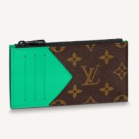 Louis Vuitton LV Unisex Coin Card Holder Monogram Macassar Coated Canvas Green (7)