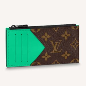 Louis Vuitton LV Unisex Coin Card Holder Monogram Macassar Coated Canvas Green