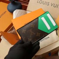 Louis Vuitton LV Unisex Coin Card Holder Monogram Macassar Coated Canvas Green (7)