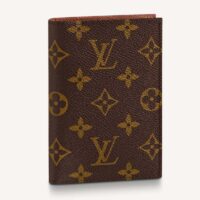 Louis Vuitton LV Unisex Passport Cover Brown Monogram Coated Canvas Cowhide Leather (6)