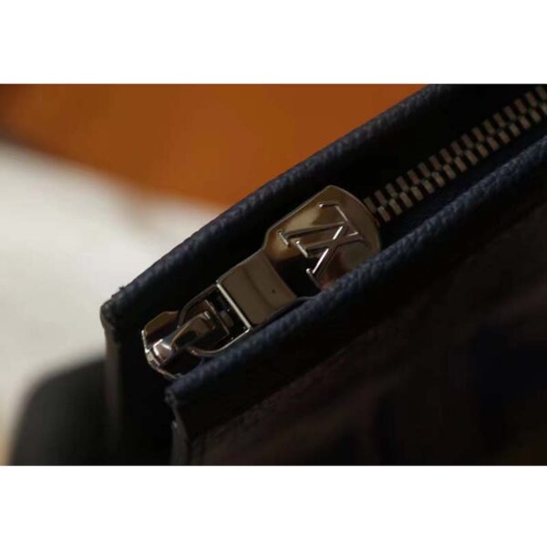 Louis Vuitton LV Unisex Pochette Voyage MM Blue Cowhide Leather (8)