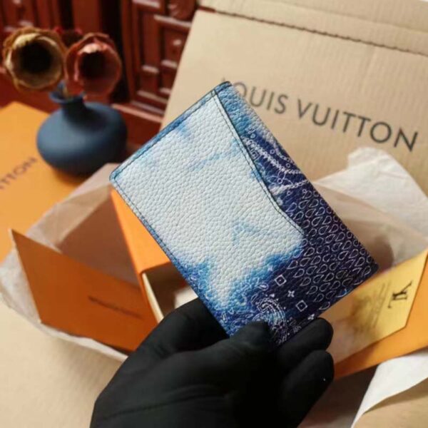 Louis Vuitton LV Unisex Pocket Organizer Blue Cowhide Leather Monogram Motif (1)
