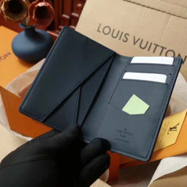 Louis Vuitton LV Unisex Pocket Organizer Blue Cowhide Leather Monogram Motif (2)