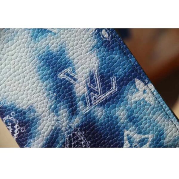 Louis Vuitton LV Unisex Pocket Organizer Blue Cowhide Leather Monogram Motif (5)