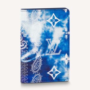 Louis Vuitton LV Unisex Pocket Organizer Blue Cowhide Leather Monogram Motif