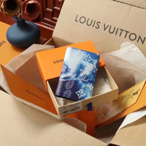Louis Vuitton LV Unisex Pocket Organizer Blue Cowhide Leather Monogram Motif (9)