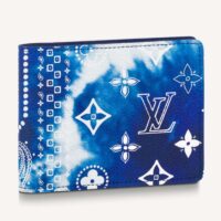 Louis Vuitton LV Unisex Slender Wallet Blue Cowhide Leather Textile Lining