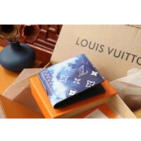 Louis Vuitton LV Unisex Slender Wallet Blue Cowhide Leather Textile Lining (1)