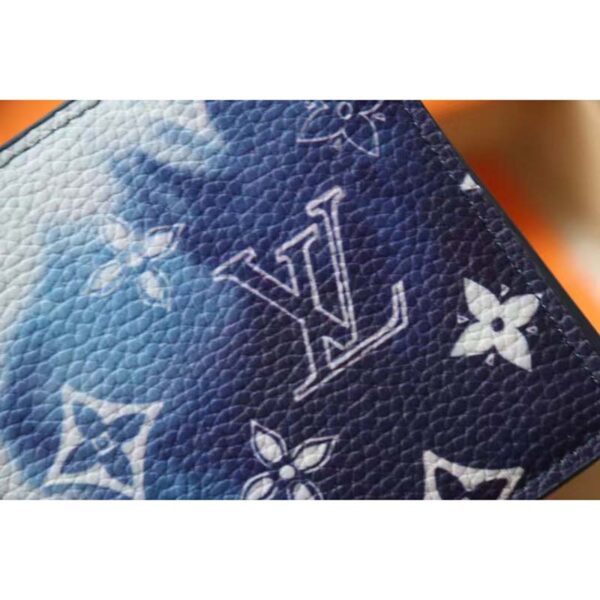 Louis Vuitton LV Unisex Slender Wallet Blue Cowhide Leather Textile Lining (21)