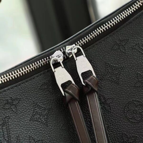 Louis Vuitton LV Women Beaubourg Hobo MM Bag Black Mahina Perforated Calf Leather (10)