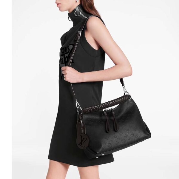 Louis Vuitton LV Women Beaubourg Hobo MM Bag Black Mahina Perforated Calf Leather (11)
