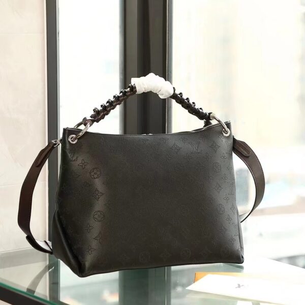 Louis Vuitton LV Women Beaubourg Hobo MM Bag Black Mahina Perforated Calf Leather (2)