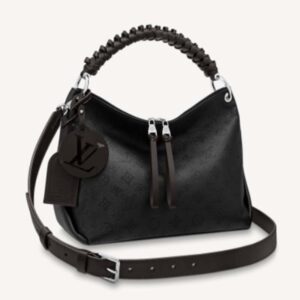 Louis Vuitton LV Women Beaubourg Hobo MM Bag Black Mahina Perforated Calf Leather