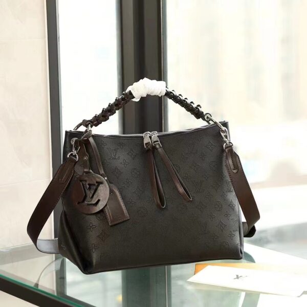 Louis Vuitton LV Women Beaubourg Hobo MM Bag Black Mahina Perforated Calf Leather (6)