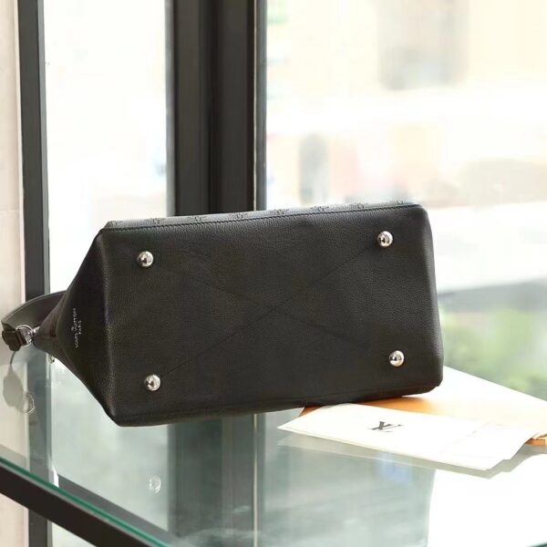 Louis Vuitton LV Women Beaubourg Hobo MM Bag Black Mahina Perforated Calf Leather (8)