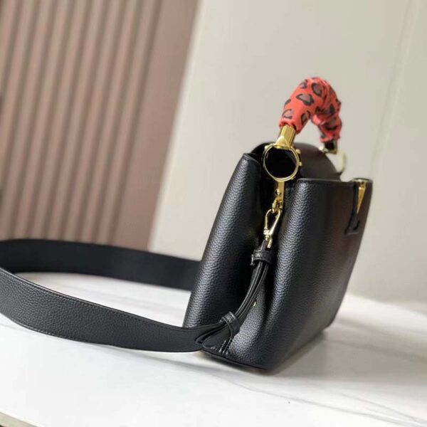 Louis Vuitton LV Women Capucines MM Handbag Black Taurillon Leather (1)